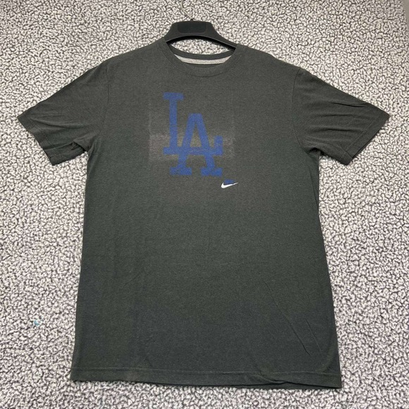 Los Angeles LA Dodgers Shirt Men Large Gray Blue Nike Short Sleeve‎ Crew Neck L - Picture 1 of 7